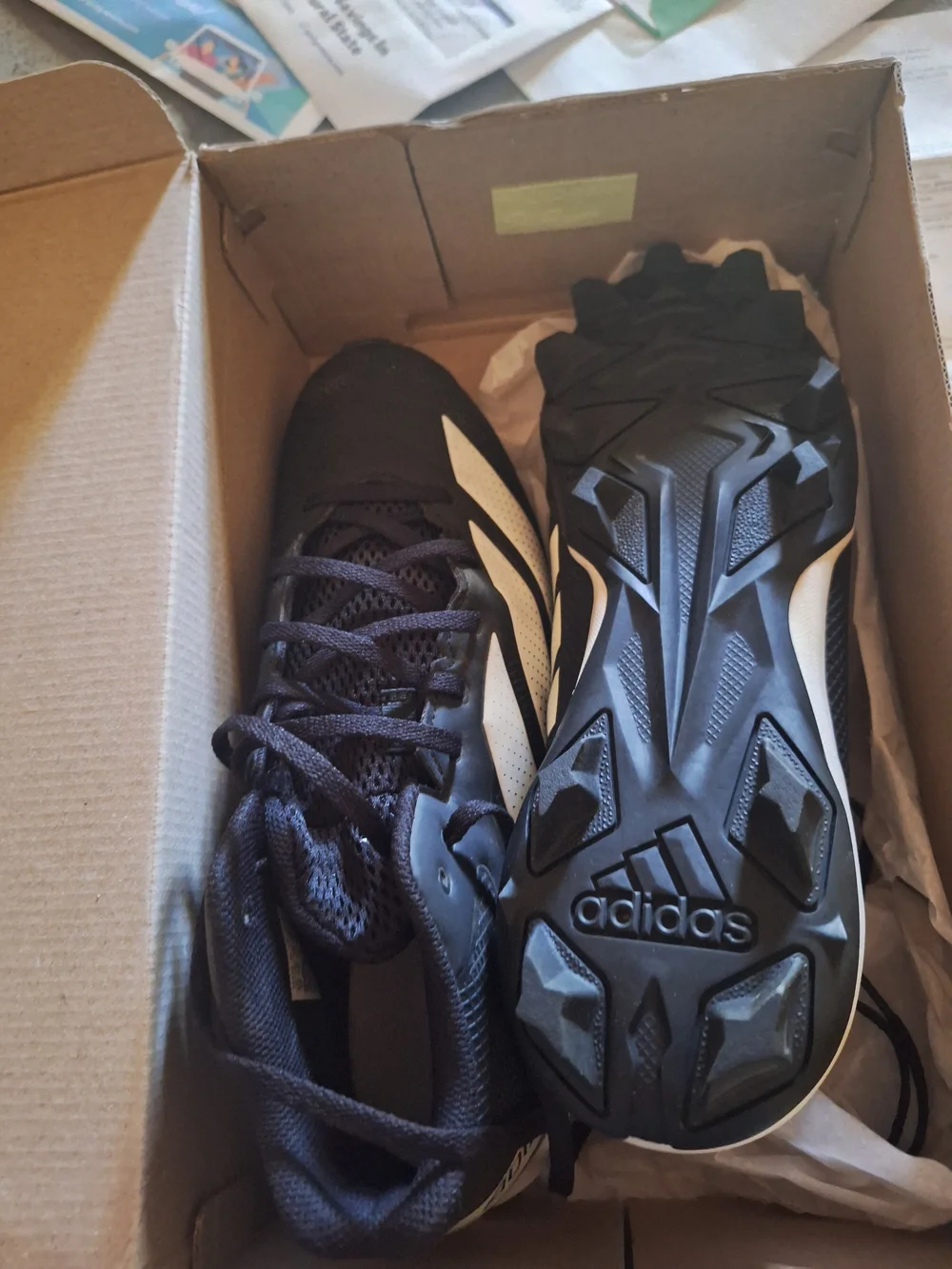 adidas Men's Black & White Athletic Cleats